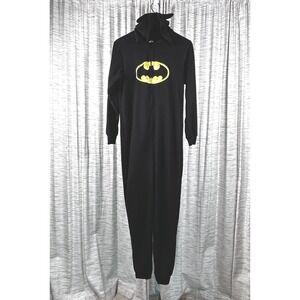 Batman DC Comics Mens Fleece Hooded One Piece Pajama Union Suit Black S/M